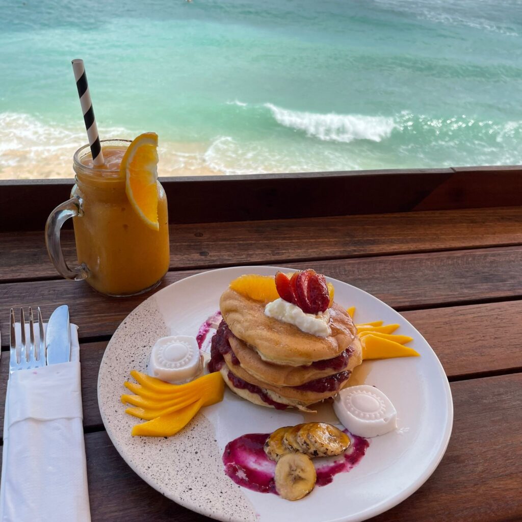 Breakfast overlooking beach